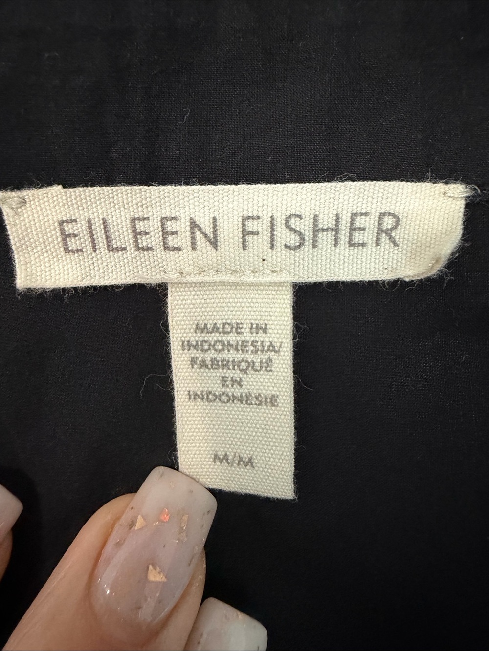 Eileen Fisher Black Organic Cotton Button Front Shirt - Picture 4 of 10